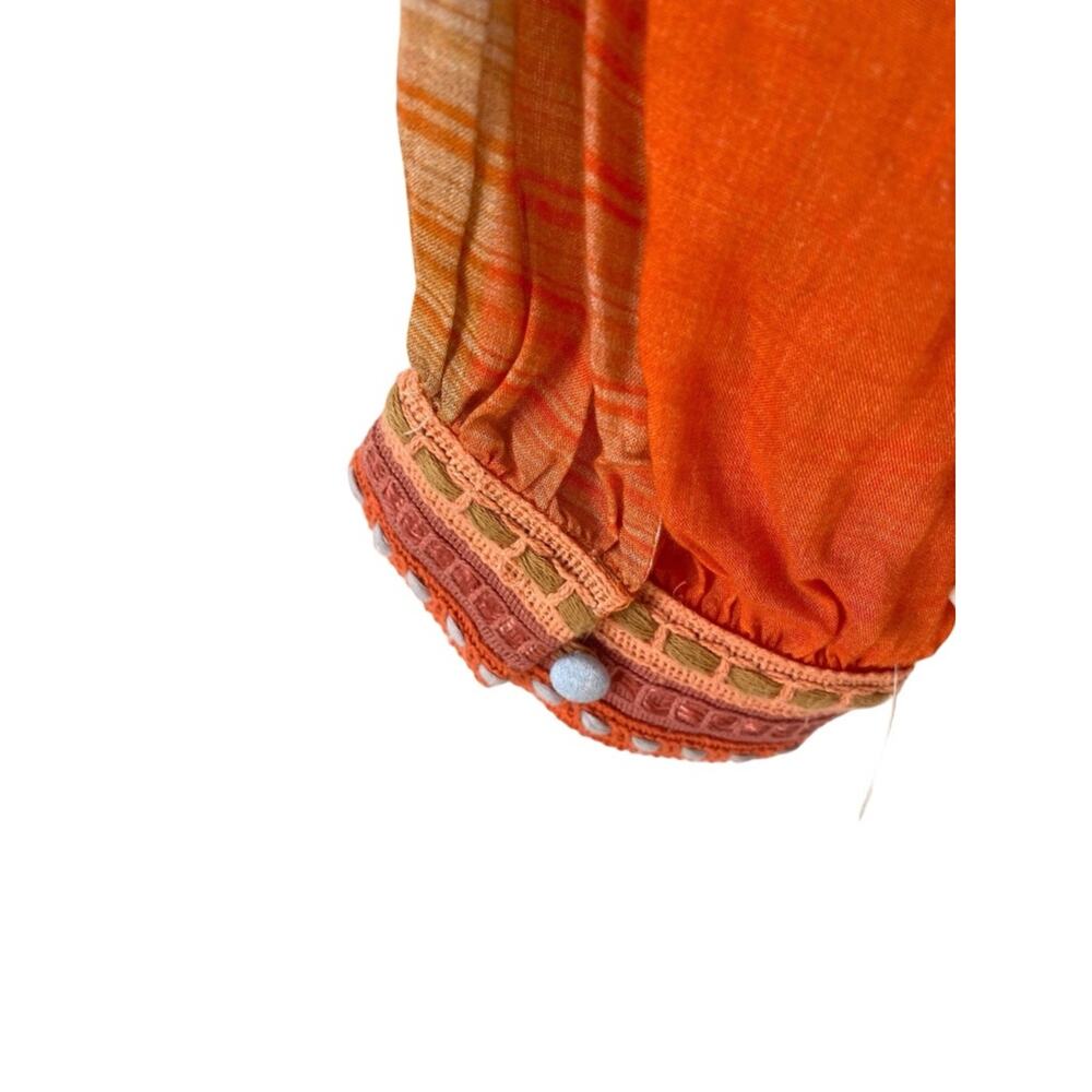 Conditions Apply Painterly Peasant Blouse Orange Blue Squares size medium - Picture 6 of 8